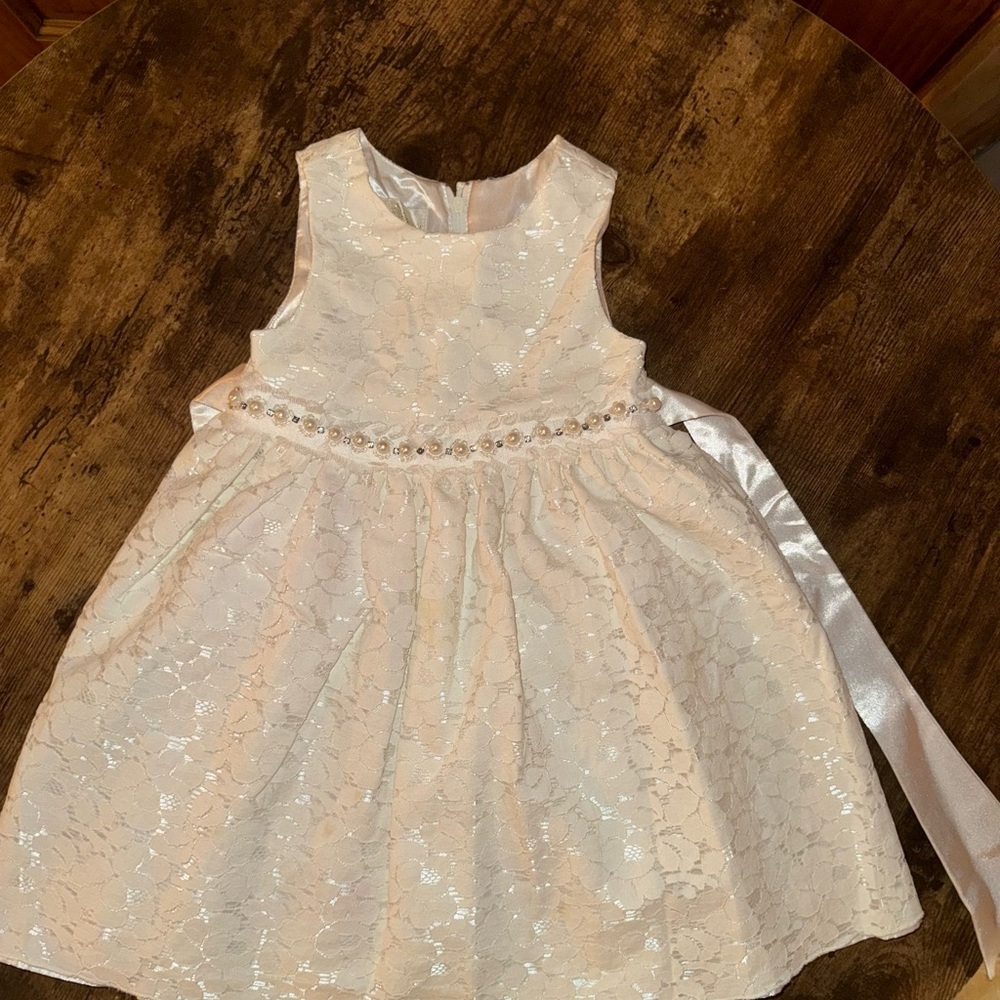 American Princess Cream Dress with Pearl Details